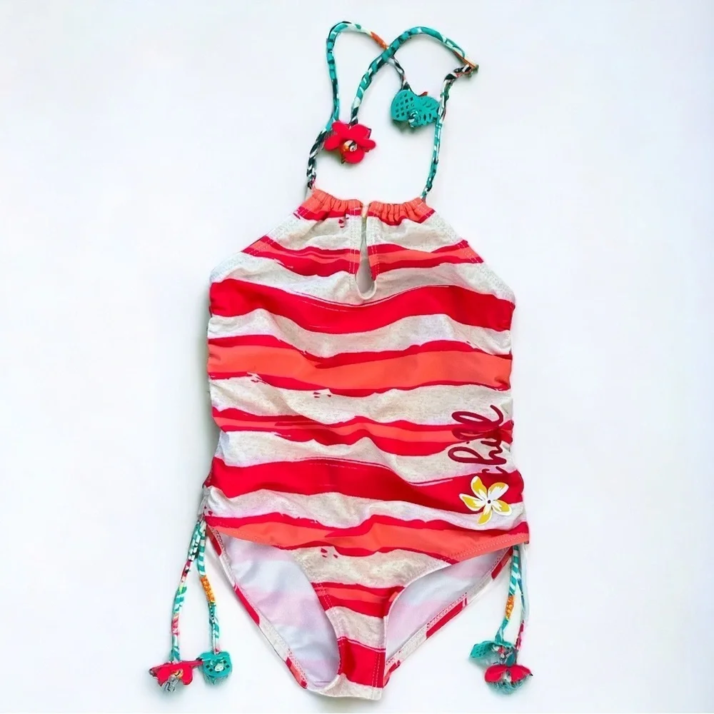 New Big Chill Tropical Vibrant One-Piece Swimsuit Size 7/8 Little Girls
